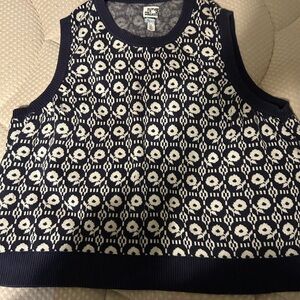Future Collective Navy and White Patterned Sweater vest